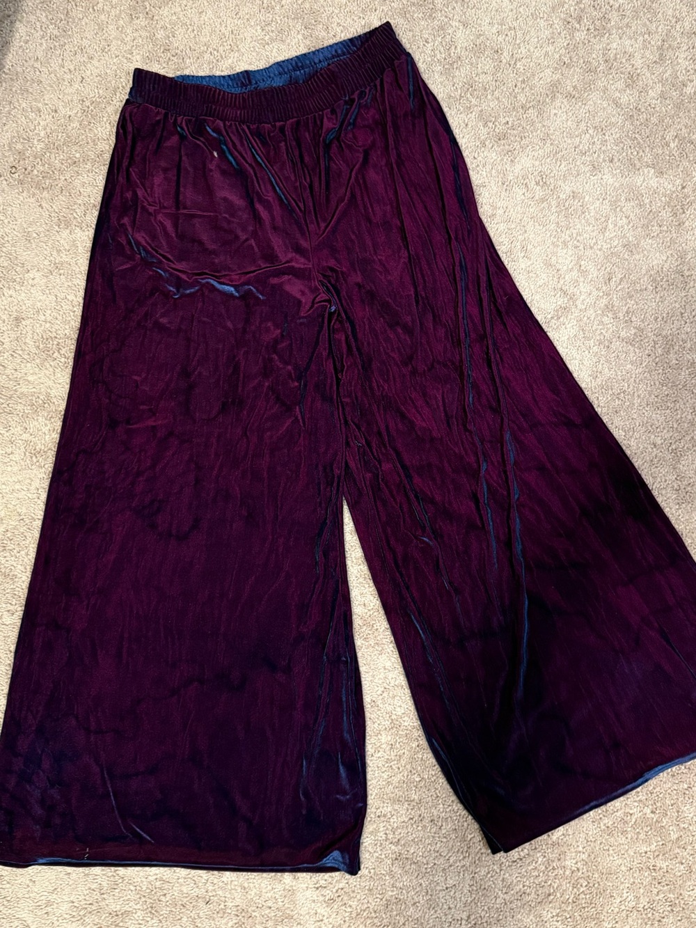 Velvet Wide-Leg Pants in Deep Plum